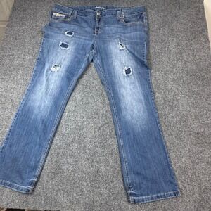 VTG Y2K Amethyst Jeans Womens Plus 24 46x32 Distressed Straight Leg Medium Wash